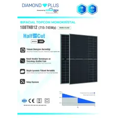 TommaTech Diamond Plus 625W 108 HC G2G Bifacial TopCon Güneş Paneli (36adet-1 palet))