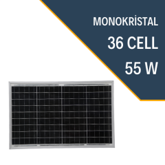 55W Monokristal Güneş Paneli