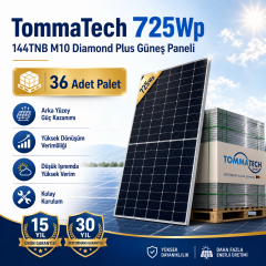 TommaTech 725Wp 144TNB M10 Diamond Plus Güneş Paneli-36 Adet