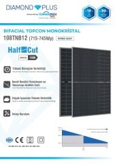 TommaTech 725Wp 144TNB M10 Diamond Plus Güneş Paneli-36 Adet