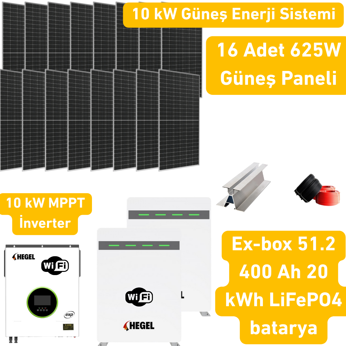 10 kW Solar Sistem Paketi – Çift Akülü Güçlü Çözüm