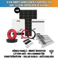 6 KW Hibrit Güneş Enerji Santrali Pv Güç: 4.7 Kw- Depolama 10.24 Kwh