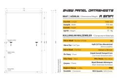 GSE245 GAZİOĞLU HALFCUT MONOPOWER FOTOVOLTAİK GÜNEŞ PANELİ (A class)