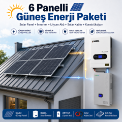 6 Kw Hazır Güneş Enerji Sistemi Lityum Akülü Tam Set
