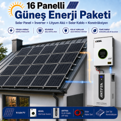 16 Panelli 12 Kw Güneş Enerji Sistemi 16 Kwh Depolama