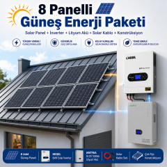 8 Panelli 6 Kw Güneş Enerji Sistemi 5 Kwh Depolama