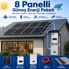 8 Panelli 6 Kw Güneş Enerji Sistemi 10.24 Kwh Depolama