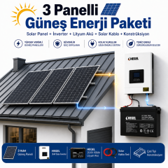 3 Panelli 3 Kw Güneş Enerji Sistemi 2560 Wh Depolama