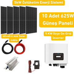 5 kW On Grid Solar Enerji Paketi (10x625W Güneş Paneli)