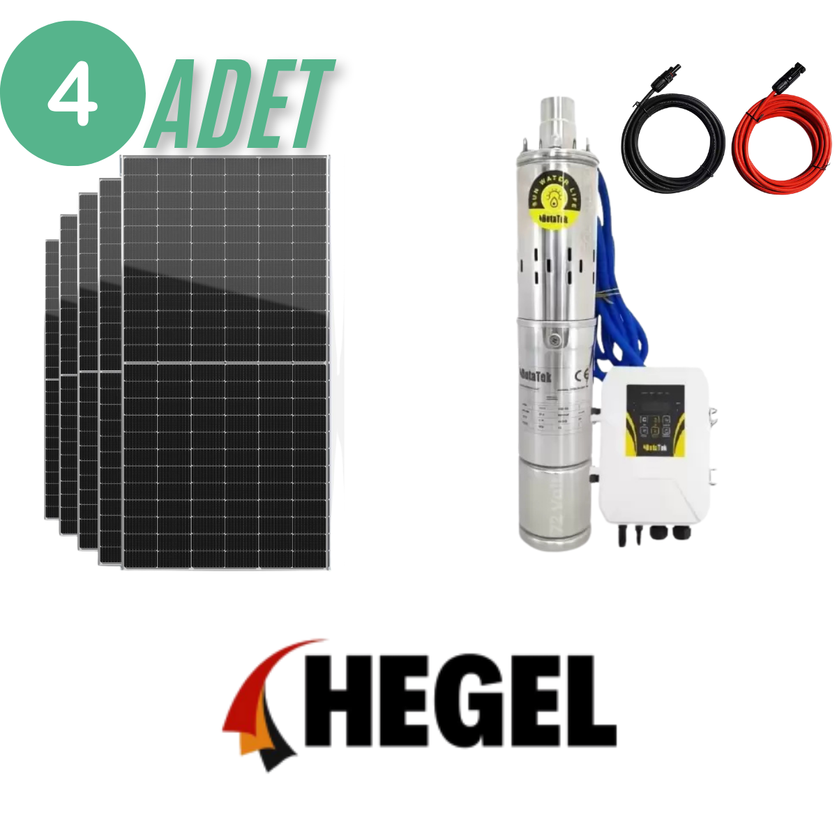Hegel Solar Dalgıç Pompa ve Güneş Paneli Takımı 110 Volt 1500w 7.5 Ton