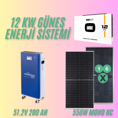8.8 kW Off Grid Güneş Enerjisi Paketi – 12kW Mexxsun İnverter + 8.8kW Panel + 14.3kWh Lityum Batarya