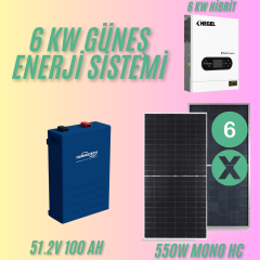 2.2 kW Off Grid Güneş Enerjisi Paketi – 6kW Hegel İnverter + 2.2kW Panel + 5.12kWh Lityum Batarya