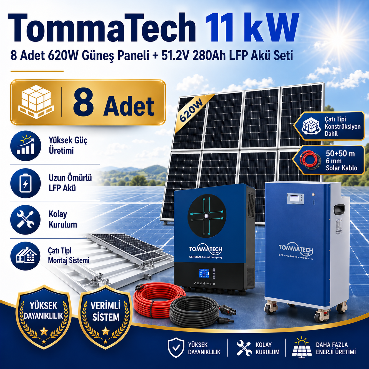 TommaTech 11 kW Güneş Enerjisi Sistemi Seti